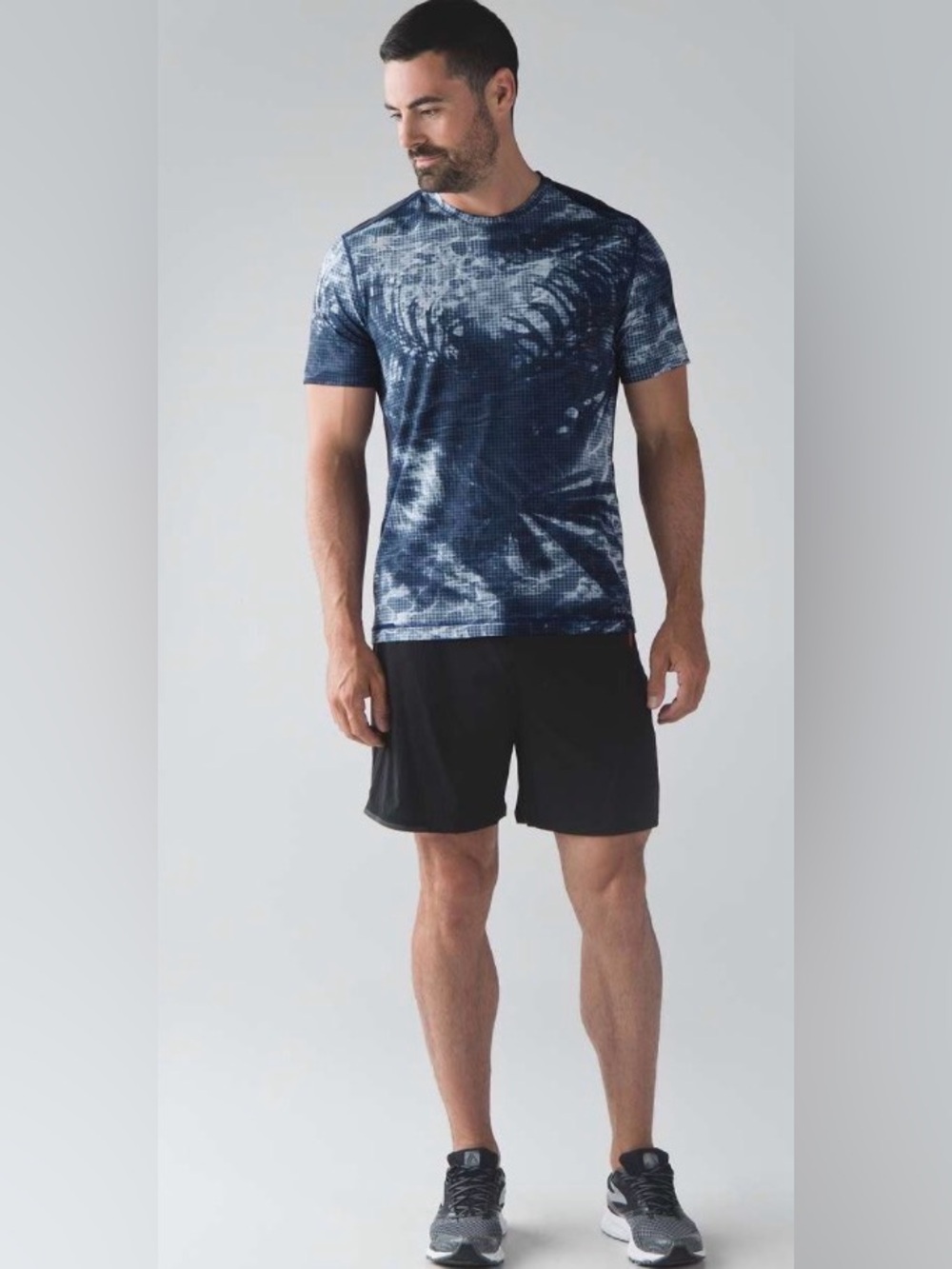 Lululemon Sun’s Out Short Sleeve Shirt Blue Print Men’s XL (Estimated) EUC